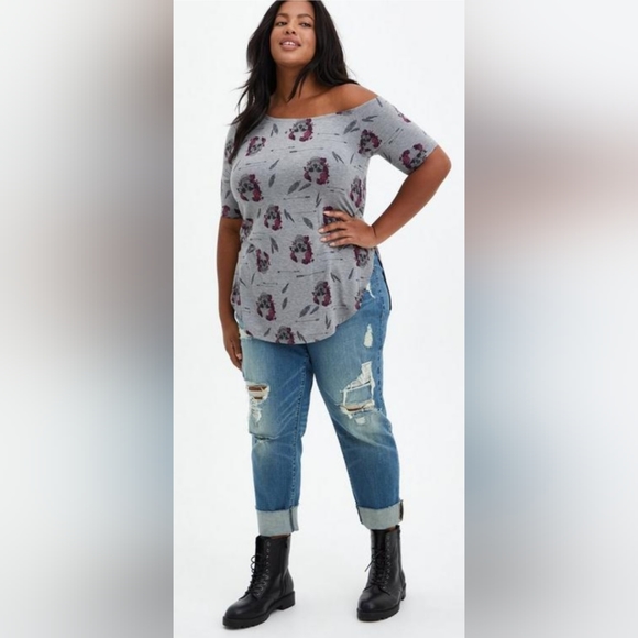 TORRID Super Soft Skull Off Shoulder My Favorite Tunic Top! NWT! - Picture 4 of 9